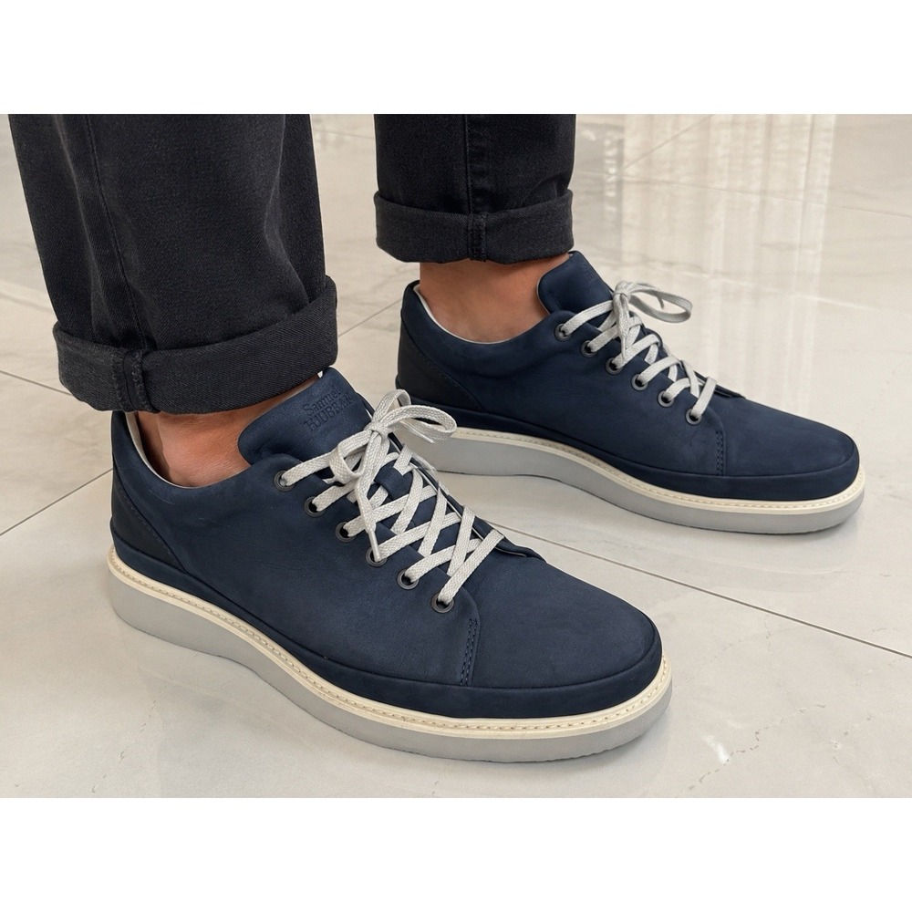 Samuel Hubbard Hubbard Fast Men's Leather Shoes, Size 8.5 M, Navy Blue